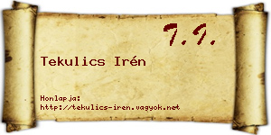 Tekulics Irén névjegykártya